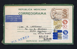 MEXICO - 1979 - POSTAL STATIONERY & EXPORTA ISSUE: 3p brown 'Zapatos' EXPORTA 'CORREOGRAMA' postal stationery telegram letter sheet (UPSS #CLS17, H&G Unlisted, without watermark) used with added 1975 2p gold & ultramarine and 1979 50c olive yellow & chestnut 'Exporta' issue (SG 1361d & 1482) tied by MAZATLAN cds's dated 17 NOV 1979. Sent airmail to BELGIUM with manuscript arrival notation on reverse. The envelope has a punch hole at left but an uncommon item in used condition.  (MEX/43267)
