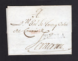 MEXICO - 1806 - PRESTAMP: Colonial period stampless folded letter sent from PUEBLA to 'Snr Jose de Torrez y Codez del Comercio de Veracruz' in VERACRUZ with fine strike of straight line 'PUEBLA' marking in black.  (MEX44265)