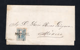 MEXICO - 1870 - CANCELLATION: Complete folded letter franked with single 1868 25c blue on pink with '13 69' numerals and 'ZACATECAS' district overprint (SG 69) tied by fine strike of straight line MAZAPIL cancel in black. Addressed to MEXICO CITY.  (MEX44938)