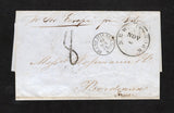 MEXICO - 1858 - TRANSATLANTIC MAIL & FORWARDING AGENT: Complete folded stampless letter datelined 'Vera Cruz 30 September 1858' inside with manuscript 'Pr Str "Europa" from Boston' on front with NEW YORK cds alongside and oval 'E PAVENSTEDT & CO. NEW YORK' forwarding agents cachet in red with manuscript '782' number on reverse. Addressed to FRANCE with fine strike of ET. UNIS SERV. BR. A.C. K French maritime cds dated 19 NOV 1858 and '8' decimes handstamp on front and various transit & arrival cds's on rev