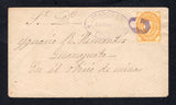 MEXICO - 1886 - HIDALGO MEDALLION ISSUE: Cover franked with 1885 10c orange 'Hidalgo Medallion' issue (SG 162) tied by large 'C' cancel in purple with fine strike of oval FRANCO EN CELAYA cancel alongside dated 24 JUNIO 1886 with oval 'CORREOS CELAYA DESPACHADO' marking on reverse also in purple. Addressed to GUANAJUATO with arrival mark on reverse.  (MEX45590)