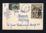 MEXICO - 1933 - AIRMAIL: Cover franked with pair 1934 15c grey green and pair 30c brown olive AIR issue (SG 575 & 577) tied by SERVICIO AEREO VERACRUZ cds's dated 30 JUN 1936. Addressed to GERMANY with fine strike of 'R.A.C. No. 2 R.M.' (Ruta Aerea Contratada - route no. 2 - Veracruz - Merida) airmail route marking on front and MEXICO CITY transit cds on reverse.  (MEX45594)