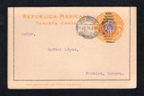 MEXICO - 1914 - CIVIL WAR & POSTAL STATIONERY: 5c orange postal stationery lettercard with SONORA 'GCM' monogram handstamp in purple (H&G IA14, UPSS #LC33II-1A) used with HERMOSILLO cds dated 15 JUL 1914. Addressed to NOGALES with arrival cds on reverse. The card has a full message inside. Scarce.  (MEX45601)
