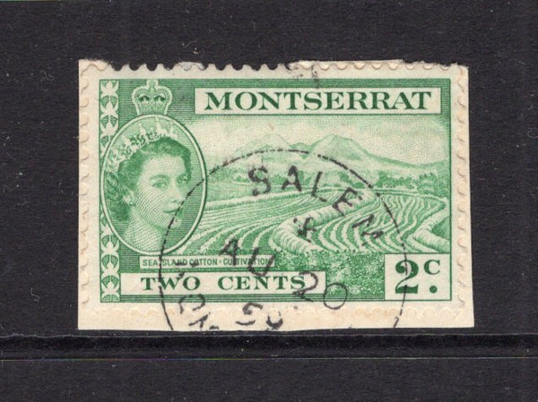 MONTSERRAT - 1953 - CANCELLATION: 2c green QE2 issue tied on small piece by fine strike of SALEM cds dated AUG 20 1959. (SG 138)  (MNT/23964)