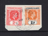 MONTSERRAT - 1938 - CANCELLATION: 1½d yellow orange & black and 2d scarlet GVI Leeward Islands issue tied on piece by superb strike of ST. PETERS MONTSERRAT cds dated MAR 17 1952. (SG 102 & 104)  (MNT/32697)