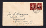 MOROCCO AGENCIES - 1937 - DESTINATION: Cover franked with 2 x 1927 1½d red brown GVI issue with 'TANGIER' overprint (SG 250) tied by TANGIER cds. Addressed to AUSTRALIA with GIBRALTAR transit mark on reverse.  (MOR21481)