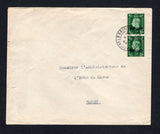 MOROCCO AGENCIES - 1944 - RATE & DESTINATION: Unsealed censored cover franked with pair 1937 ½d green GVI issue with 'TANGIER' overprint (SG 245) tied by BRITISH POST OFFICE TANGIER cds dated 4 FE 1944. Addressed to 'Monsieur !'Administrateur de L'Echo du Maroc, RABAT' a newspaper in RABAT.  (MOR45286)