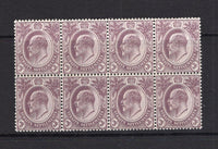 MALAYA - STRAITS SETTLEMENTS - 1904 - MULTIPLE: 3c dull purple EVII issue, a fine mint block of eight. (SG 128)  (MYA/14308)