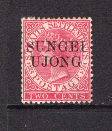 MALAYA - NEGRI SEMBILAN - 1885 - PROVISIONAL ISSUE: 2c bright rose QV issue with large 'SUNGEI UJONG' overprint 'Type 28'. A good mint copy. (SG 43d)  (MYA/14371)