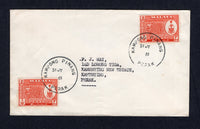 MALAYA - PERAK - 1961 - PENANG USED IN PERAK & CANCELLATION: Cover franked with 2 x Penang 1957 2c orange red (SG 56) tied by two fine strikes of KAMPONG PINANG PERAK 'Skeleton' cds. Addressed to PERAK. Scarce origination.  (MYA/21323)