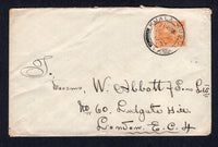 MALAYA - FEDERATED MALAY STATES - 1924 - FEDERATED MALAY STATES USED IN SELANGOR & CANCELLATION: Cover franked with single 1922 6d orange 'Tiger' issue (SG 63) tied by good strike of KUALA KUBU cds dated 29 SEP 1924. Addressed to UK with PENANG transit cds on reverse.  (MYA/37580)