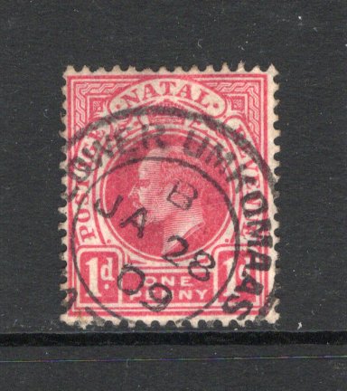 NATAL - 1904 - CANCELLATION: 1d rose carmine EVII issue, a used with fine strike of LOWER UMKOMAAS cds dated JA 28 1909. Uncommon. (SG 147)  (NAT44138)