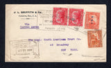 NICARAGUA - 1929 - AIRMAIL: Cover franked with pair 1922 2c carmine, 1929 1c orange with 'R. de C.' overprint and 25c orange 'P.A.A.' AIR overprint issue (SG 467, 605 & 615) tied by boxed CORREO AEREO MANAGUA cancels. Addressed to USA with arrival cds on reverse.  (NIC10239)