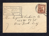 NICARAGUA - 1929 - OFFICIAL MAIL & REGISTRATION: Registered cover franked with 1926 15c red brown with 'OFICIAL' overprint (SG O521) tied by MANAGUA cds with large boxed registration marking alongside. Addressed to USA with various transit and arrival marks. Signed 'Alfonso Estrada DIP' by official on flap.  (NIC/10250)