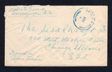NICARAGUA - 1936 - STAMPLESS MAIL: Stampless cover with return address on front 'Roberto Torres Chichigalpa, Nic' unfranked but with blue CHICHIGALPA cds dated ABR 1936. Addressed to USA without any tax markings and CORINTO transit cds on reverse and US Firms arrival cachet. Very unusual stamp shortage cover.  (NIC10288)