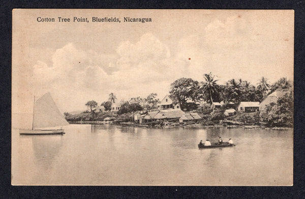 NICARAGUA - ZELAYA - 1910 - POSTCARD: Circa 1910. Black & white PPC 'Cotton Tree Point, Bluefields, Nicaragua' printed by the Moravian Mission Agency. Fine unused.  (NIC/10322)