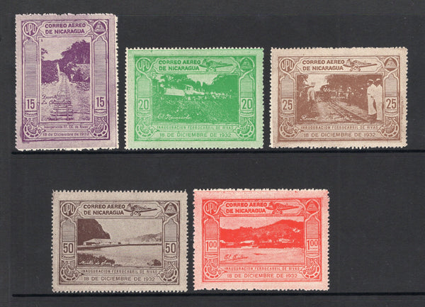 NICARAGUA - 1932 - COMMEMORATIVES: 'Opening of Rivas Railway' AIR issue the set of five from the original printing, superb unused. Scarce and underrated issue. (SG 731/735)  (NIC/18882)