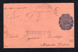 NICARAGUA - 1892 - POSTAL STATIONERY & INSTRUCTIONAL MARK: 5c dark blue on salmon postal stationery envelope (H&G B14) used with MATAGALPA cds dated MAR 8 1892 in red on reverse. Addressed to 'Vicente Agurcia Hacienda Dolores, Ginotega' with light JINOTEGA arrival cds in purple dated MAR 7 1892 on front. Unclaimed with manuscript 'Desconocido' (Unknown) and straight line 'NO SE ENCUENTRA' (Addressee not Found). Eventually returned to OCOTAL with OCOTAL cds in magenta on reverse dated JUL 28 1892. Unusual i