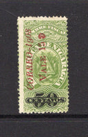 NICARAGUA - 1908 - VARIETY: 15c on 50c green 'Revenue' issue with 'CORREO - 1908' overprint in carmine, a fine lightly used copy with variety 'DROPPED 9 IN 1908'. (SG 263 variety, Maxwell #281c)  (NIC/41727)