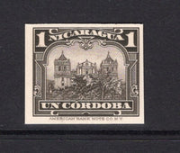 NICARAGUA - 1922 - PROOF: 1 cor deep brown 'Leon Cathedral' issue, a fine IMPERF PLATE PROOF in issued colour on thick card. (As SG 472)  (NIC/41833)