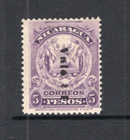 NICARAGUA - 1906 - PROVISIONAL ISSUE: $1 on 5p violet 'Arms' issue with overprint reading down a fine mint copy. (SG 238)  (NIC/42013)