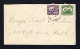 NICARAGUA - 1928 - CANCELLATION: Cover franked with 1928 2c yellow green 'Leon Cathedral' issue and 1928 1c violet with 'R. de C.' overprint in blue and 'RESELLO 1928' overprint in violet (SG 593 & 572) tied by ESTELI cds dated SET 24 1928. Addressed to USA with LEON transit marks on reverse.  (NIC/42379)