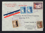 NICARAGUA - 1936 - AIRMAIL: Airmail cover franked with 1935 ½c on 6c drab with boxed 'RESELLO-1935' overprint and 'Signature' overprint both in blue, 1c blackish green with 'RESELLO 1935' overprint and boxed 'RESELLO-1935' overprint in red, pair 3c light blue with boxed 'RESELLO-1935' overprint in blue and 15c violet 'Momotombo' AIR issue with boxed 'RESELLO-1935' overprint in red (SG 821b, 822b, 825a & 853A) all tied by boxed CORREO AEREO MANAGUA cancels dated JAN 15 1936 with nice airmail label also on f