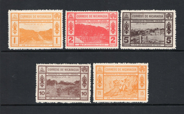 NICARAGUA - 1932 - COMMEMORATIVES: 'Opening of Leon - Sauce Railway' POSTAGE issue the set of five from the original printing on thick soft paper, superb unused as issued. Scarce and underrated issue. (SG 739/743)  (NIC44094)