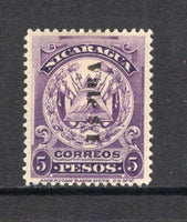 NICARAGUA - 1906 - PROVISIONAL ISSUE: $1 on 5p violet 'Arms' issue with overprint reading down a fine mint copy. (SG 238)  (NIC/4704)
