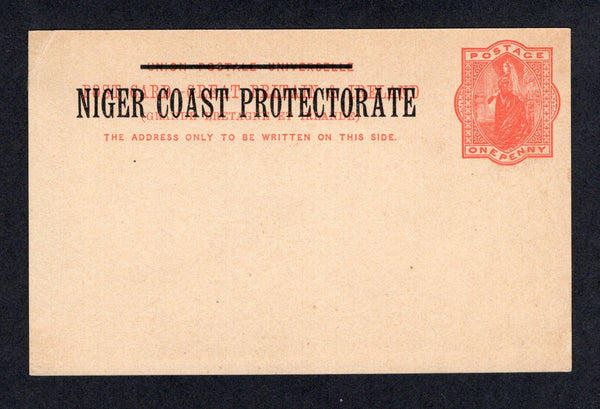 NIGERIA - NIGER COAST PROTECTORATE - 1895 - POSTAL STATIONERY: 1d vermilion QV postal stationery card of Great Britain with 'NIGER COAST PROTECTORATE' overprint in black (H&G 3). A fine unused example.  (NIG/21806)