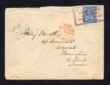 NIGERIA - NIGER COMPANY TERRITORIES - 1898 - GREAT BRITAIN USED IN NIGERIA & CANCELLATION: Cover franked with 1895 2½d purple on blue QV issue of Great Britain (SG Z47) tied by fine complete strike of large boxed THE ROYAL NIGER COMPANY CHARTERED & LIMITED POST OFFICE BURUTU marking in black (BURUTU in sans-serif letters) dated 27 JUN 1898. Addressed to UK with PAID LIVERPOOL BR PACKET cds on front and arrival cds's on reverse. Cover is slightly trimmed at top with a couple of edge faults but rare.  (NIG/4