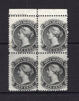 NOVA SCOTIA - 1860 - MULTIPLE: 1c black on white paper QV issue, a fine mint block of four. (SG 18)  (NOV/14974)