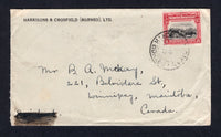 NORTH BORNEO - 1937 - PICTORIAL ISSUE: Cover franked with 1925 8c black & carmine 'Ploughing' issue (SG 283) tied by SANDAKAN cds. Addressed to CANADA.  (NRB/21844)