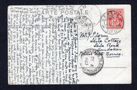 NORTH BORNEO - 1907 - INCOMING MAIL & TRAVELLING POST OFFICE: Incoming colour PPC 'Chillon et Dents du Midi' sent from Switzerland franked on message side with 1897 10c scarlet (SG 130Be) tied by GENEVE cds dated 14. XI. 1907. Addressed to SANDAKAN, BRITISH NORTH BORNEO with PENANG TO SINGAPORE transit cds and SANDAKAN arrival cds both on front.  (NRB/41979)