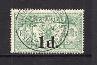 NEW HEBRIDES - 1924 - PROVISIONAL ISSUE: 1d on ½d green 'Weapons & Idols' issue, a fine used copy with PORT VILA cds dated 28 APR 1925. (SG 40)  (NWH/14757)