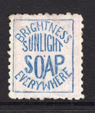 NEW ZEALAND - 1891 - ADVERTISING STAMPS: 1d rose QV issue, perf 10, with 'Brightness Everywhere Sunlight Soap' ADVERT in blue on reverse. Fine used. Very scarce. (SG 218i)  (NZL/14815)