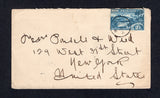 NEW ZEALAND - 1904 - CANCELLATION & TRAVELLING POST OFFICE: Cover franked with 1902 2½d blue (SG 308) tied by small WAIKINO cds. Addressed to USA with light strike of TRAVG P.O. THAMES-AUCKLAND on reverse with USA arrival cds.  (NZL/21741)