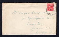 NEW ZEALAND - 1930 - CANCELLATION: Cover franked with single 1926 1d rose carmine GV issue (SG 468) tied by MIRAMAR cds. Addressed to UK. Original letter enclosed.  (NZL/24792)