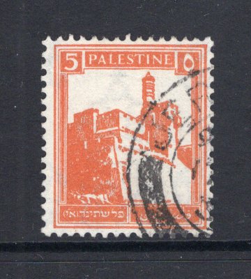 PALESTINE - 1927 - COIL ISSUE: 5m orange 'Citadel of Jerusalem' COIL issue perf 14½ x 14, a fine cds used copy. (SG 93a)  (PAL/15223)