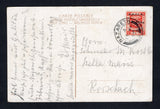 PALESTINE - 1922 - POSTCARD: Colour PPC 'Caiffa. Place of Sacrifice on Carmel' franked on message side with 1922 8m scarlet (SG 78) tied by NAZARETH cds dated 13 MAY 1926. Addressed to SWITZERLAND.  (PAL/43147)