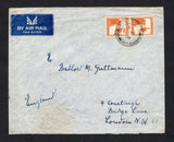 PALESTINE - 1938 - CANCELLATION: Airmail cover franked with pair 1927 5m orange (SG 93) tied by MOUNT CARMEL cds dated 6 DE 1938. Addressed to UK.  (PAL/43154)