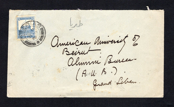 PALESTINE - 1933 - CANCELLATION: Cover franked with single 1932 15m ultramarine (SG 108) tied by TIBERIAS cds dated 31 MY 1933. Addressed to BEIRUT, LEBANON with arrival mark on reverse.  (PAL/43158)