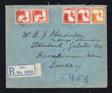 PALESTINE - 1929 - REGISTRATION: Registered cover franked with 1927 5m orange and 4 x 7m scarlet (SG 93 & 95) tied by oval REGISTERED JAFFA cancels dated 29 AP 1929 with printed blue on white 'JAFFA' formular registration label alongside. Addressed to TURKEY with transit & arrival marks on reverse.  (PAL/43166)
