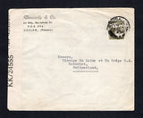 PALESTINE - 1945 - CENSORED MAIL: Cover franked with 1927 20m dull olive green (SG 99) tied by JERUSALEM cds dated 29 JY 1945. Addressed to SWITZERLAND and censored in Palestine with printed black on white 'OPENED BY EXAMINER KK/24555' censor strip at left.  (PAL/43169)