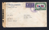 PANAMA - 1943 - CANCELLATION: Censored cover franked with 1942 15c green and 1942 1c violet TAX issue (SG 401 & 402) tied by ADMON SUB DE CORREOS RIO HATO cds. Sent airmail to USA with PANAMA transit cds on reverse and censor strip at left.  (PAN/10406)