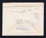 PANAMA - 1942 - OFFICIAL MAIL: Stampless official cover with 'Secretaria de Relaciones Exteriores' embossed header and Official 'Arms' cachet on reverse. Addressed to USA with PANAMA AEREO cds, straight line 'REPUBLICA DE PANAMA CORRESPONDENCIA OFICIAL FRANQUICIA POSTAL PAN AMERICANA' cachet and CORREO AEREO 'Airplane' cachet.  (PAN10412)
