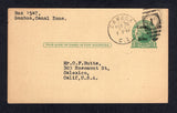 PANAMA - CANAL ZONE - 1934 - POSTAL STATIONERY & CANCELLATION: 1c green postal stationery card of USA with 'CANAL ZONE' overprint (H&G 8) used with GAMBOA C.Z. duplex cds. Addressed to USA.  (PAN10424)