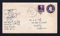 PANAMA - CANAL ZONE - 1942 - POSTAL STATIONERY & CANCELLATION: 3c purple postal stationery envelope (H&G B16) used with added 1934 3c violet (SG 142) tied by FORT DAVIS C.Z. duplex cds. Addressed to USA with boxed censor mark at left.  (PAN/10432)