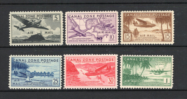 PANAMA - CANAL ZONE - 1939 - COMMEMORATIVES: '10th Anniversary of Canal Zone Airmail Service' issue, the set of six fine mint. (SG 143/148)  (PAN/28803)