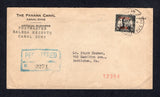 PANAMA - CANAL ZONE - 1926 - OVERPRINTS ON USA & REGISTRATION: Printed 'The Panama Canal' penalty envelope franked with 1925 17c black USA issue with 'CANAL ZONE' overprint (SG 93, A's with pointed tops) tied by BALBOA HEIGHTS cds dated  MAY 8 1926 with boxed registration marking in blue alongside. Addressed to USA with transit and arrival marks on reverse. A fine & scarce franking.  (PAN/30602)